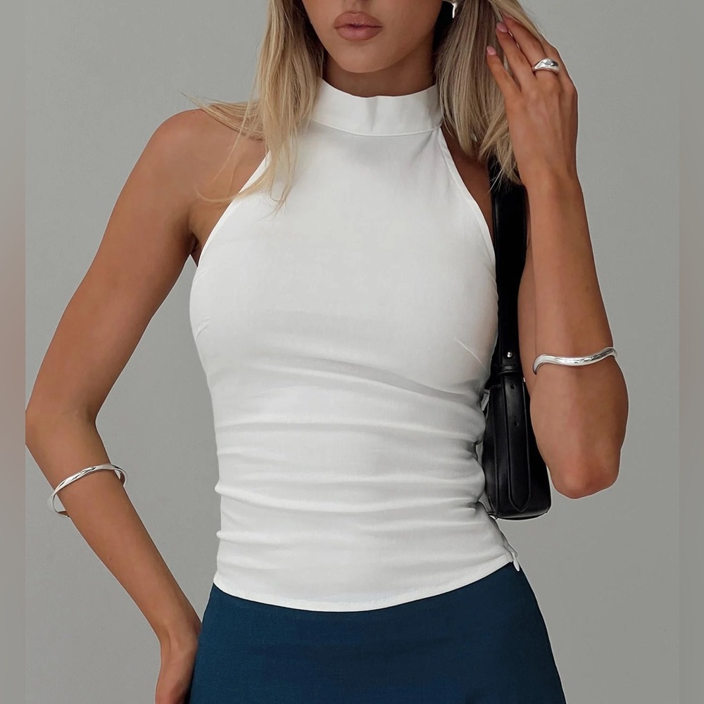 NEW WITHOUT TAGS Princess Polly Merril Halter Top White Size 6